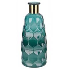 JUST HOME COLLECTION - Botella de vidrio decorativa color turquesa 30 cm