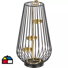 JUST HOME COLLECTION - Porta tealight de metal 26 cm color negro y dorado