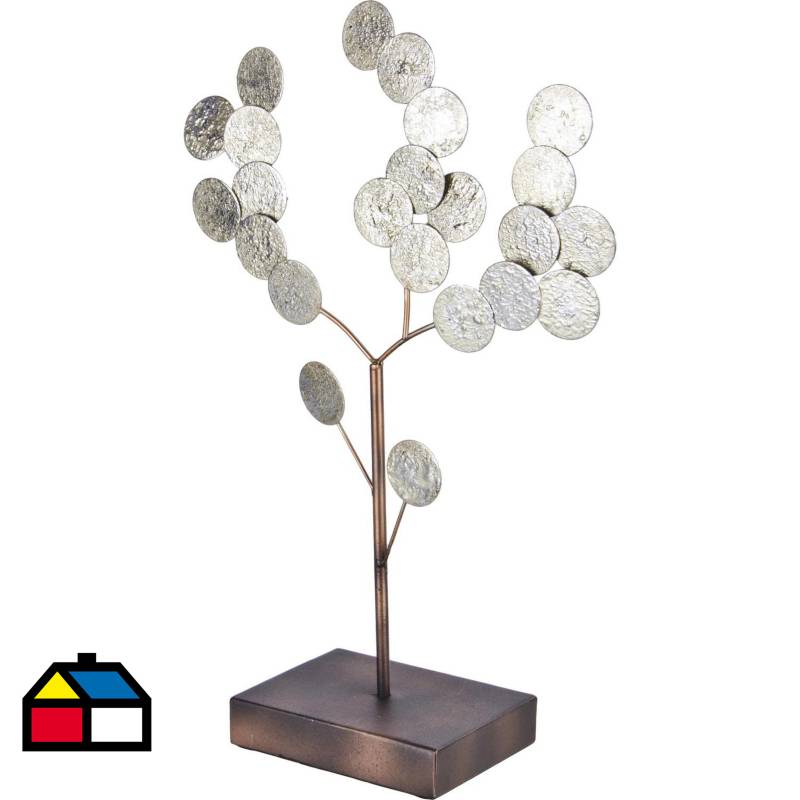 JUST HOME COLLECTION - Totem decorativo metálico diseño árbol color plata 41 cm