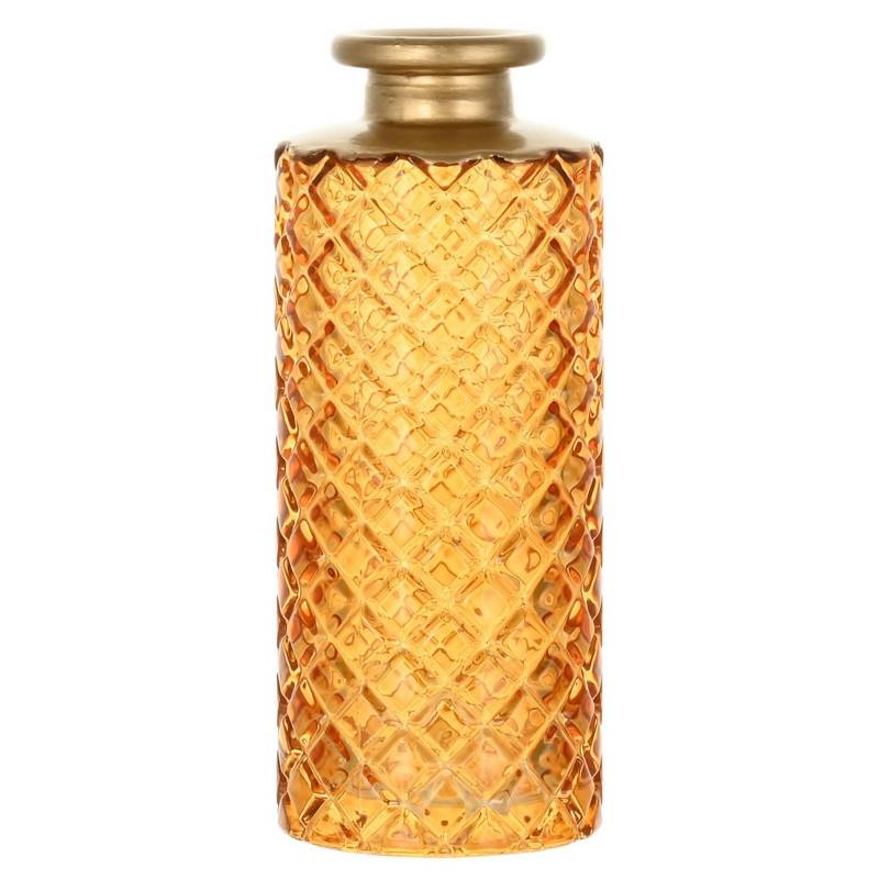 JUST HOME COLLECTION - Botella decorativa color humo con borde dorado 13 cm