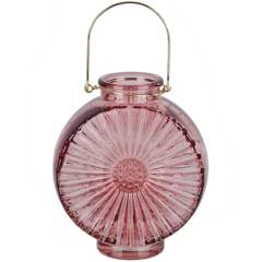 JUST HOME COLLECTION - Jarrón de vidrio diseño flor color rosado 17 cm