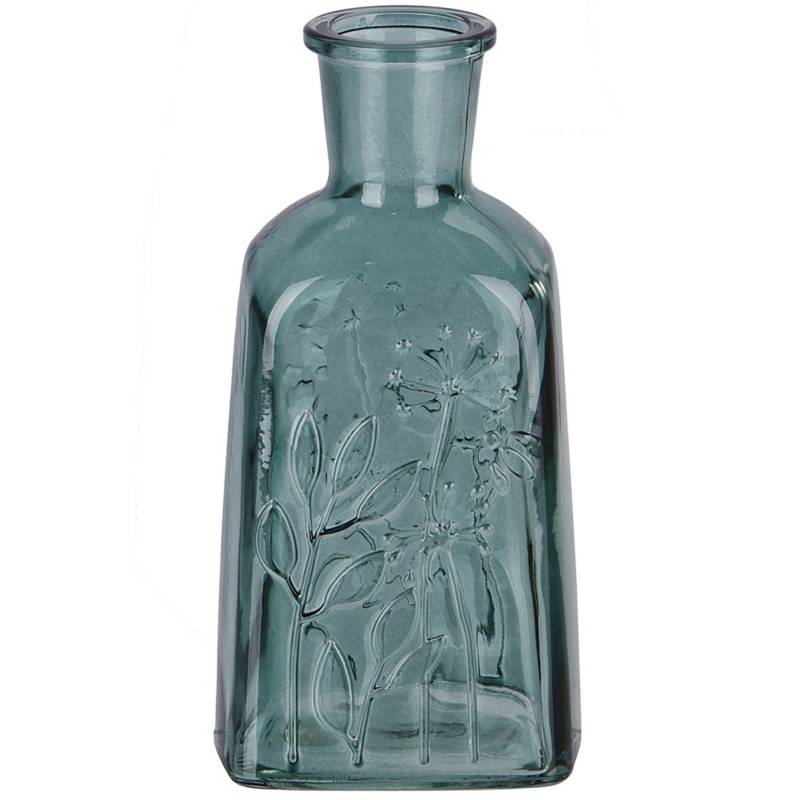 JUST HOME COLLECTION - Botella de vidrio decorativa color verde 14 cm