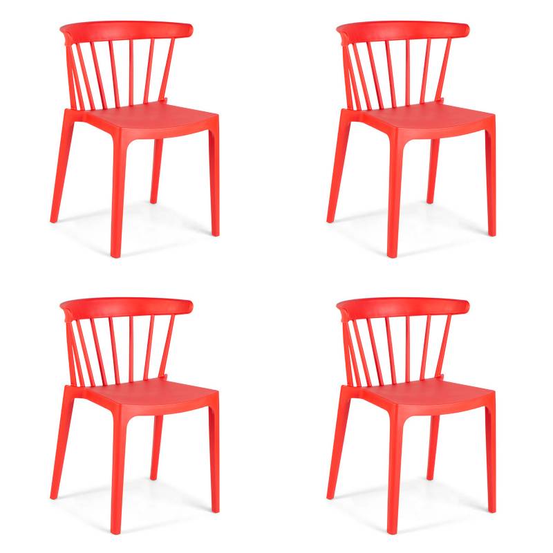 ASIMETRIKA - Set 4 sillas saloon 75x53x49 cm rojo