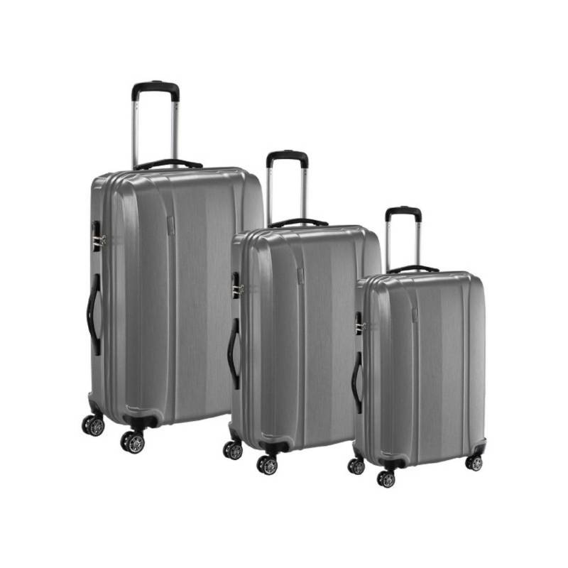 EL CONTAINER - Set 3 maletas abs carbon con giro 360° plata