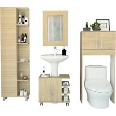 TUHOME - Espejo optimizador lavamanos baño mueble bath300 -  rovere blanco
