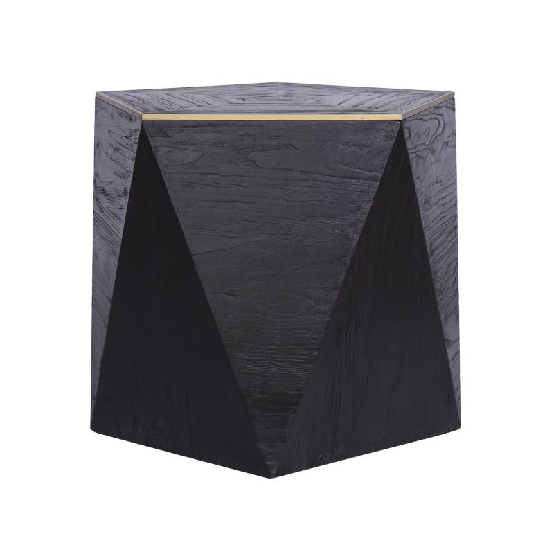 MEYA MUEBLES - Mesa lateral geométrica negro 50x60x60 cm