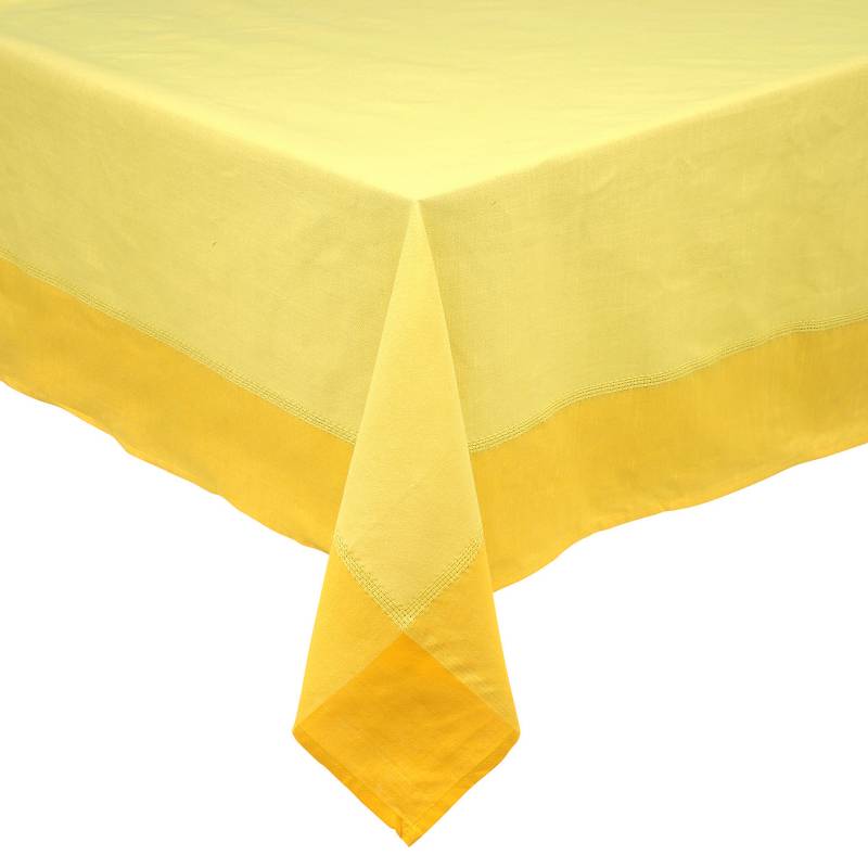 MASHINI - Mantel rústico 180x180 cm amarillo cuadrado poliéster
