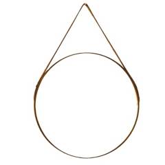 CASAMAR - Espejo circular colgante cuero 60 cm