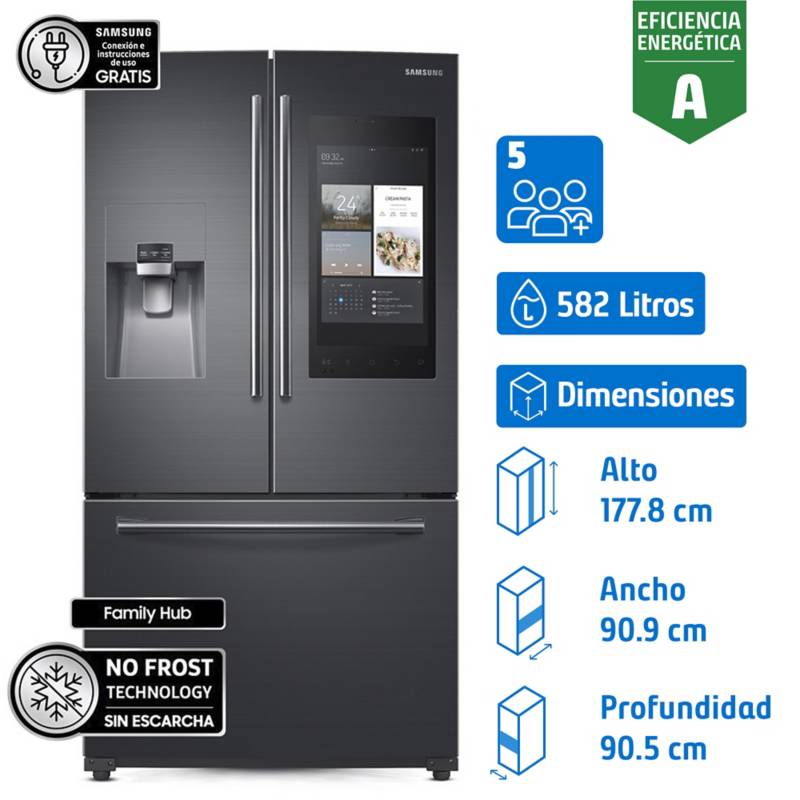 SAMSUNG - Refrigerador french door 582 litros - black rf265beaesg