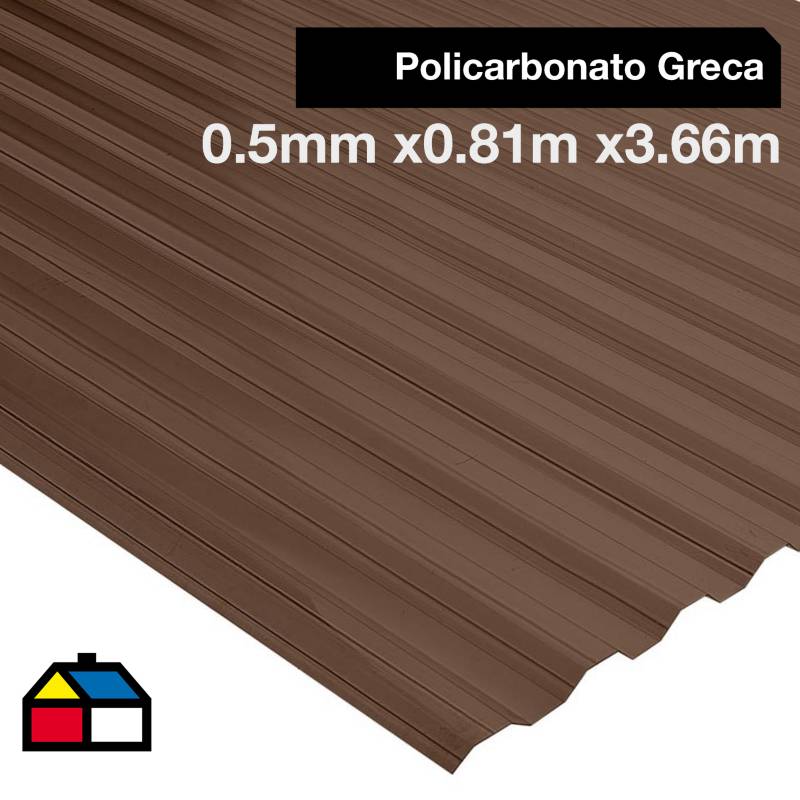 FEMOGLAS - Plancha policarbonato greca bronce 0.5mmx0.81mx3.66m