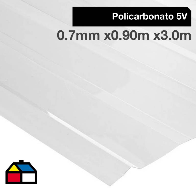 FEMOGLAS - Plancha policarbonato premium 5V transparente 0.7mmx0.90mx3.0m