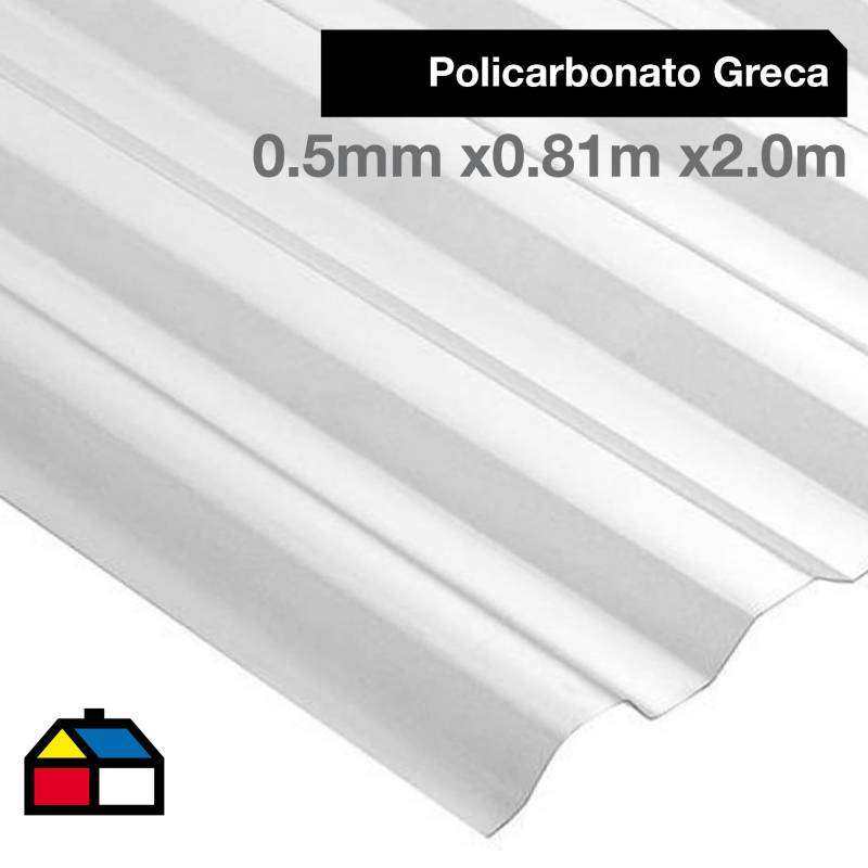 FEMOGLAS - Plancha policarbonato greca transparente 0.5mmx0.81mx2.0m