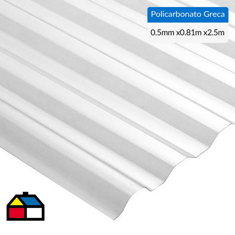Plancha policarbonato greca transparente 0.5mmx0.81mx2.5m