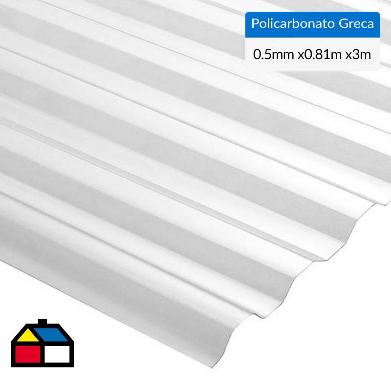 POLIC CORRUGAL GRECA 0,,81X3X0,5MM TRANSPAREN en Policarbonato industrial,  Policarbonatos