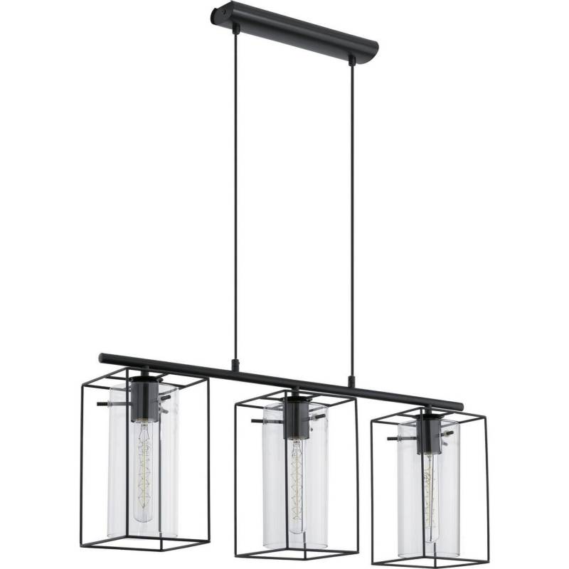 EGLO - Lámpara de colgar acero y vidrio Loncino 3 luces E27 60W