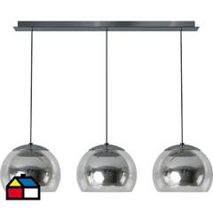 EGLO - Lámpara de colgar acero y vidrio Rocamar 3 luces E27 60W.