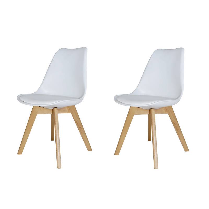 LESSOX - Pack de 2 sillas eames blancas con cojín