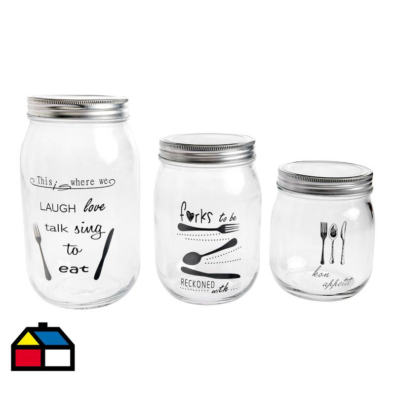 JUST HOME COLLECTION - Frasco vidrio 1,4 lt frases tapa silver