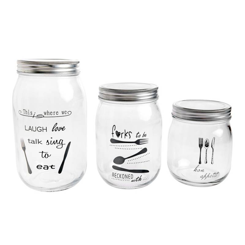 JUST HOME COLLECTION - Frasco vidrio 1,4 lt frases tapa silver