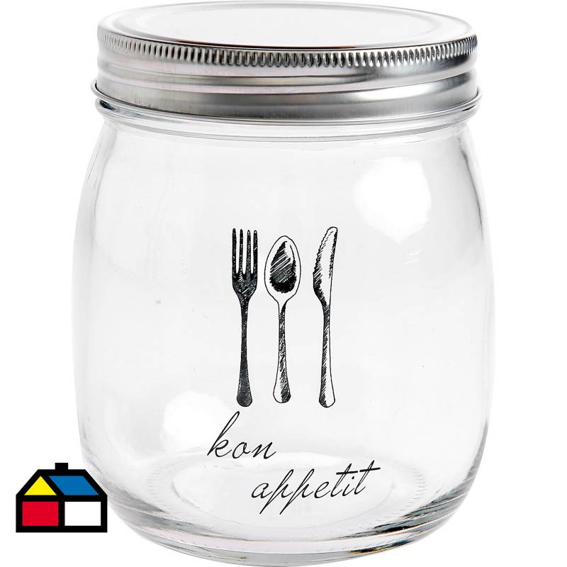 JUST HOME COLLECTION - Frasco vidrio 0,65 lt frases tapa silver