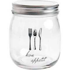 JUST HOME COLLECTION - Frasco vidrio 0,65 lt frases tapa silver