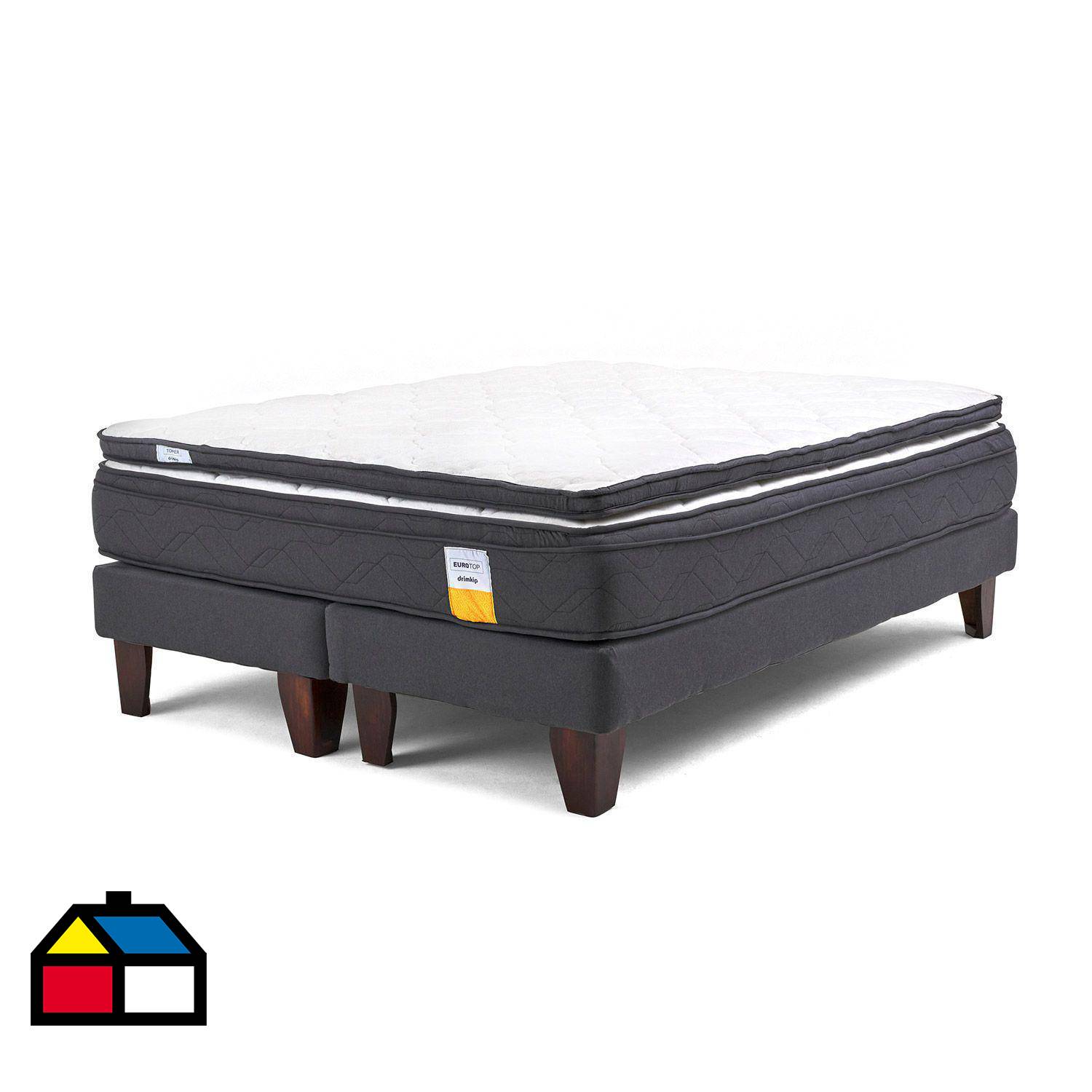 Cama Europea Eurotop 2 Plazas BD 150x190 cm + Topper + Respaldo