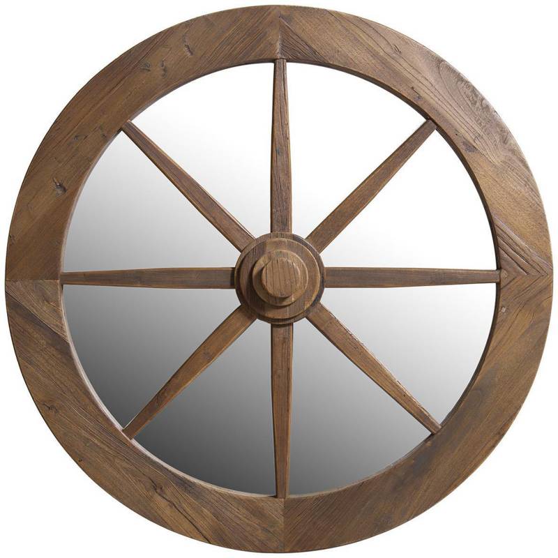 MEYA MUEBLES - Espejo redondo estilo rueda madera 90 cm