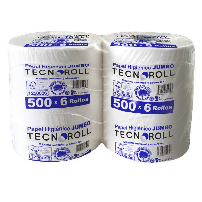 TECNOROLL - Papel higiénico jumbo 500 metros 6 rollos