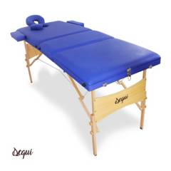 ACQUI - Camilla masaje 3 cuerpos azul de madera con bolso