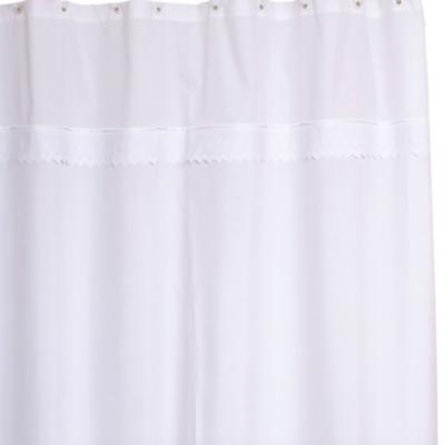 Cortina de baño blanca de tela con borlas