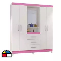 HOMEMOBILI - Closet 188x161 cm rosa 4 puertas + 3 cajones