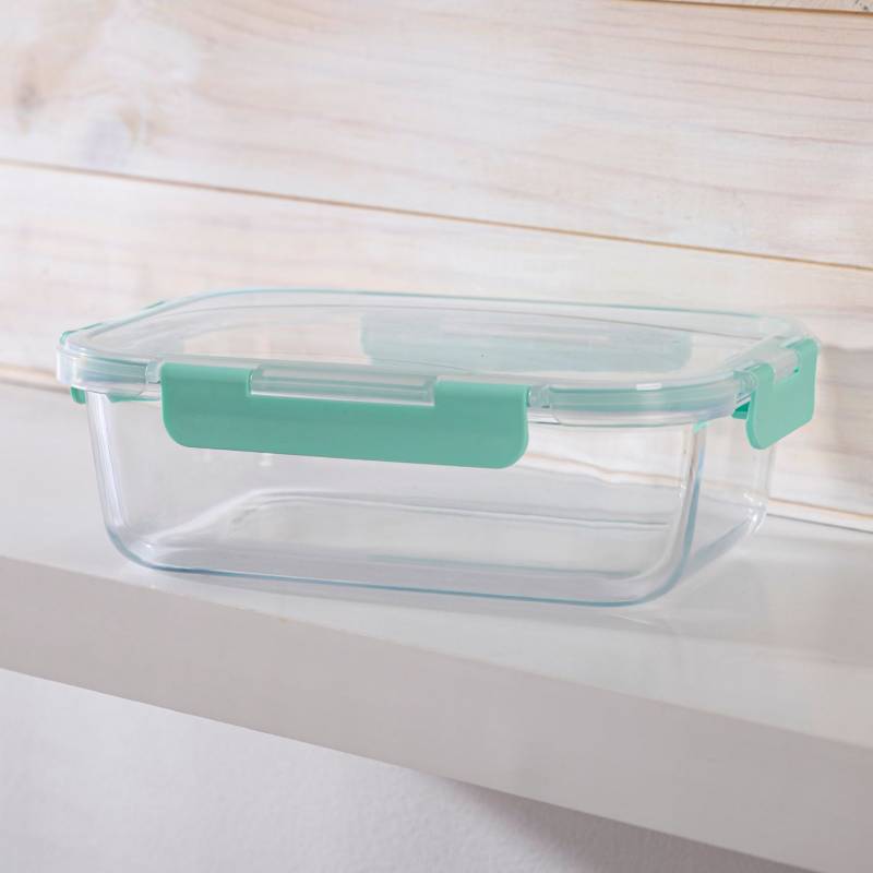 Contenedor de vidrio rectangular 1 l con tapa clip