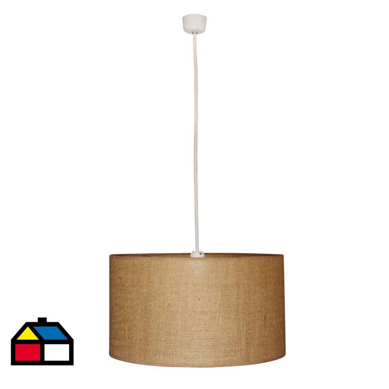CAROLD STEVENS - Lámpara colgante tambor arpillera café tela 1 luz E27