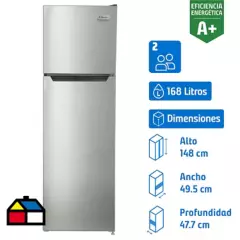 LIBERO - Refrigerador Top Freezer Frío Directo 168 Litros Inox LRT-200DFI