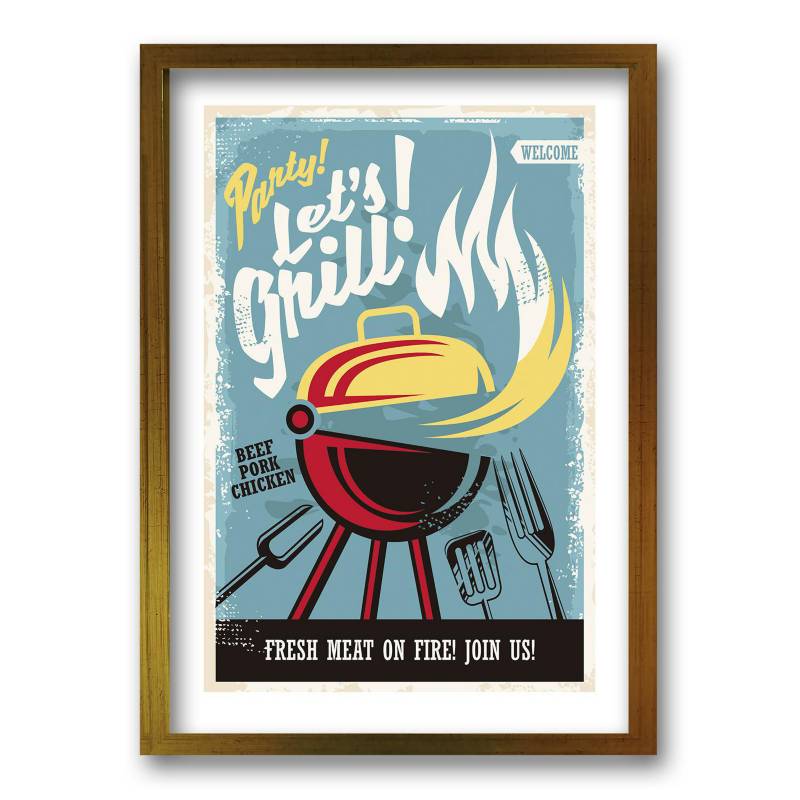 RETELA - Cuadro 70x50 cm ilustración grill