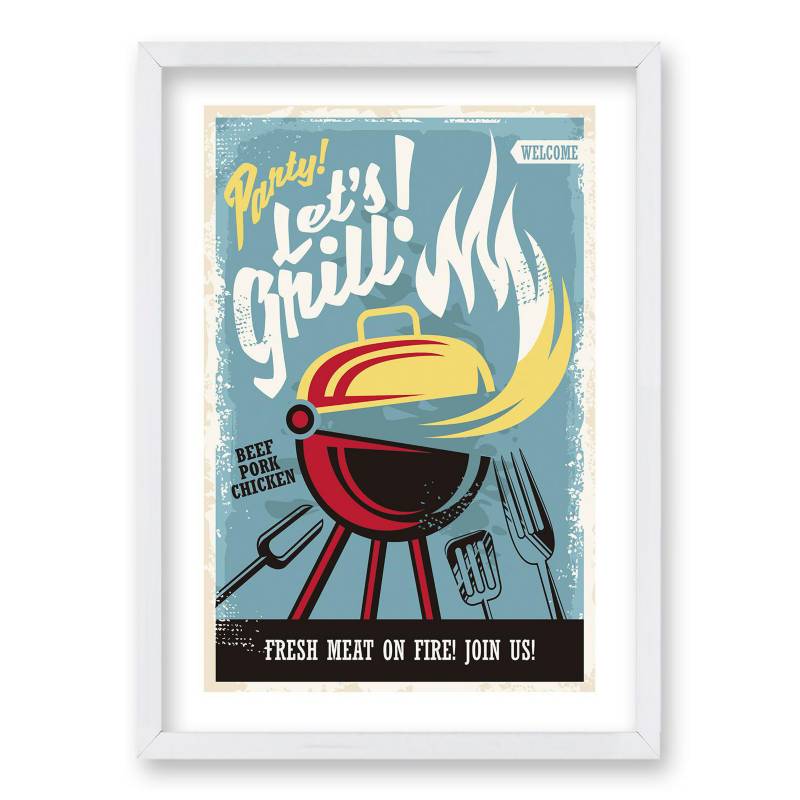 RETELA - Cuadro 70x50 cm ilustración grill