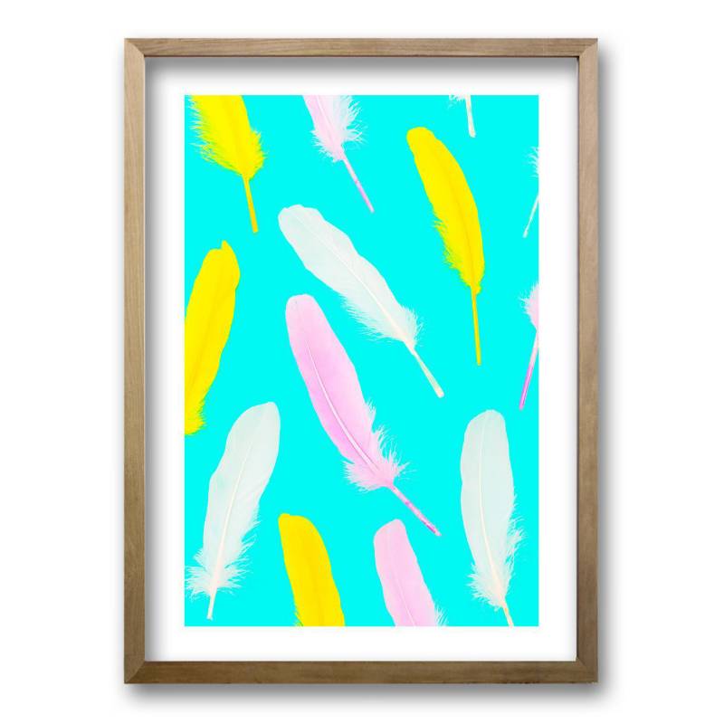 RETELA - Cuadro 40x30 cm ilustración plumas neon
