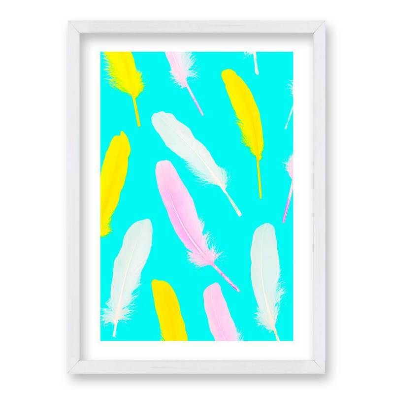 RETELA - Cuadro 70x50 cm ilustración plumas neon