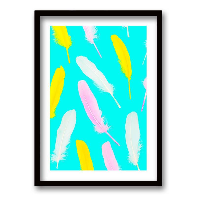 RETELA - Cuadro 70x50 cm ilustración plumas neon