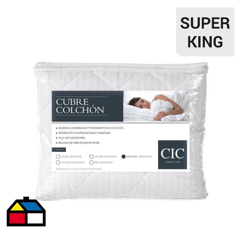 CIC - Cubre colchón superking 200x200 cm blanco