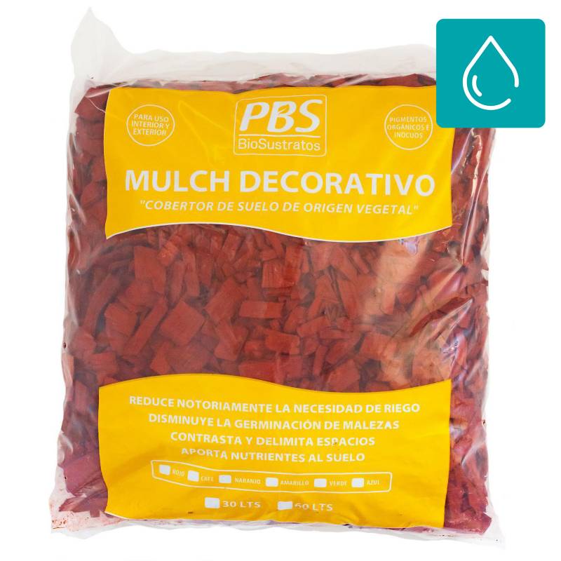 PBS BIOSUSTRATOS - Mulch decorativo seleccionado 30 litros rojo