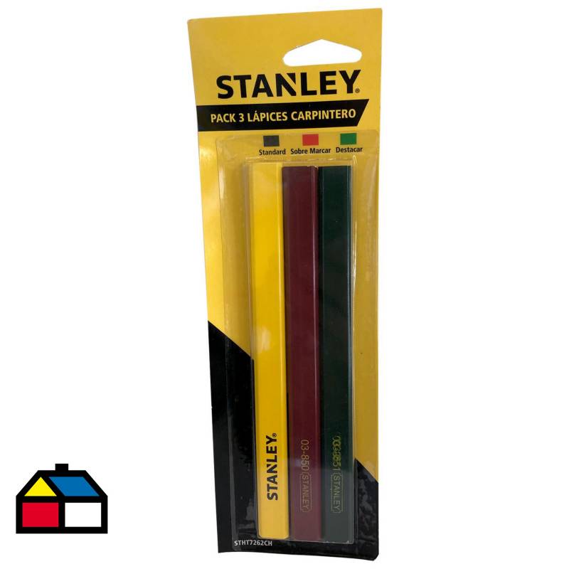 STANLEY - Set 3 lapices carpintero rojo, azul y grafito