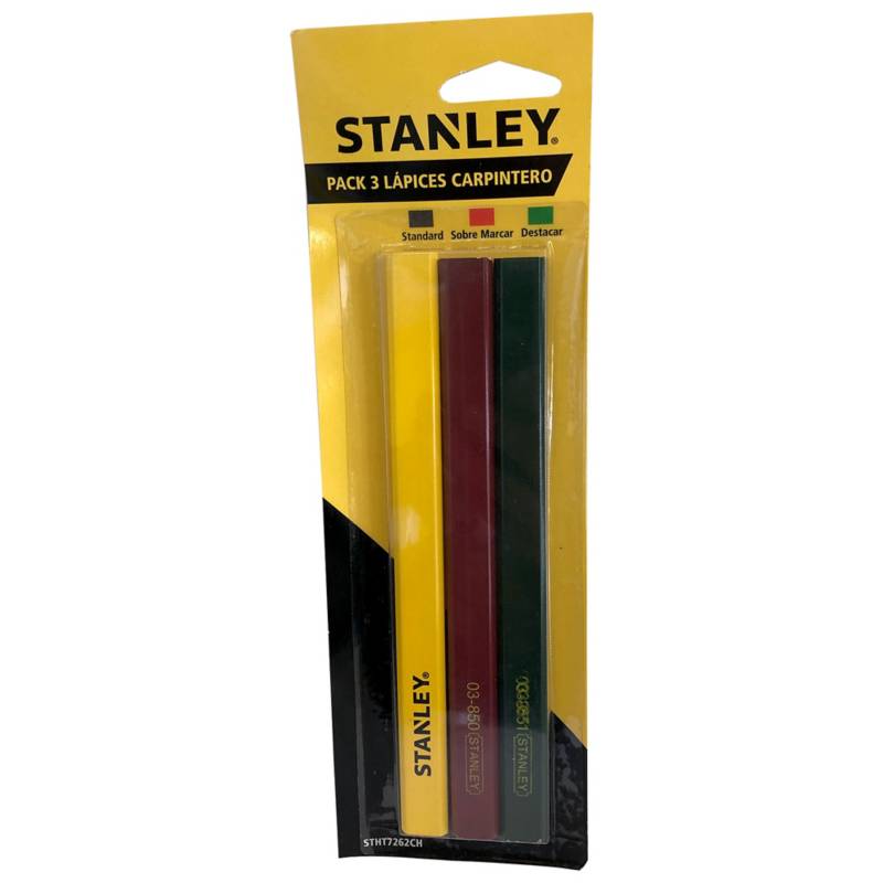 STANLEY - Set 3 lapices carpintero rojo, azul y grafito.