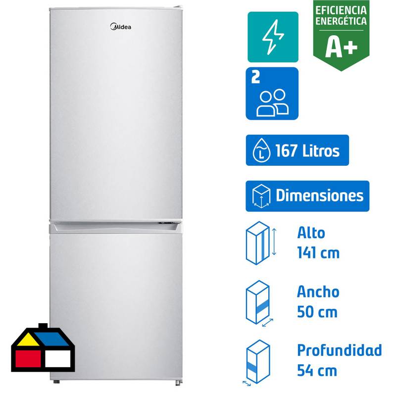 MIDEA - Refrigerador frío directo bottom freezer 167 litros gris