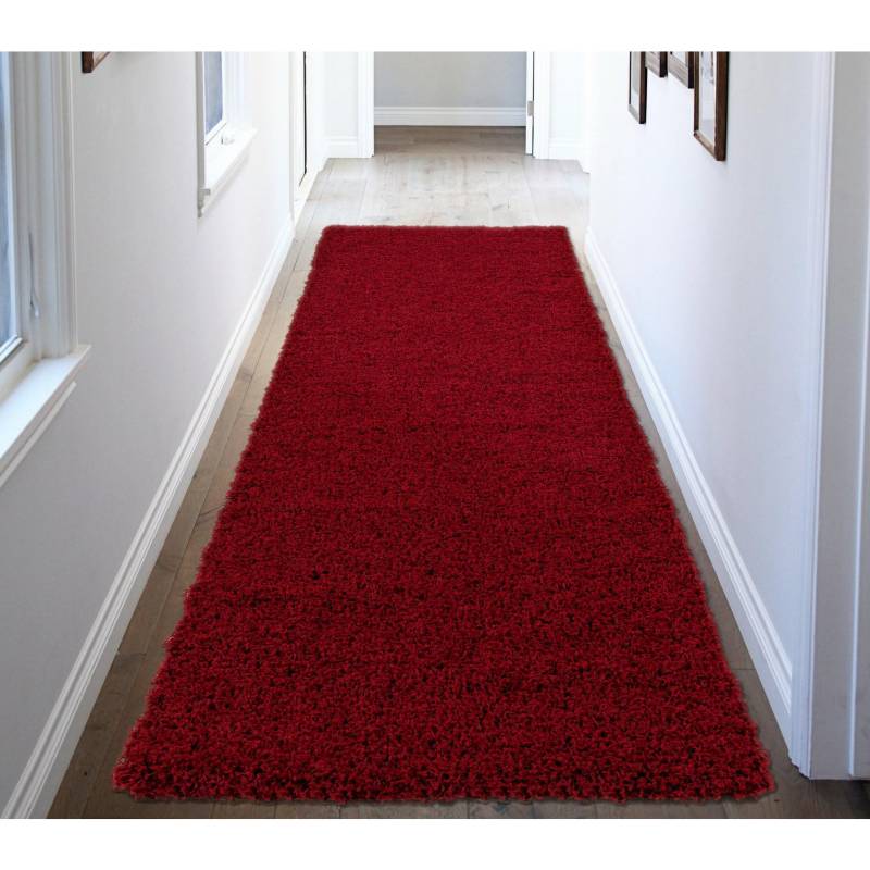 OTTOMANSON - Alfombra pasillo shaggy 80x244 cm rojo