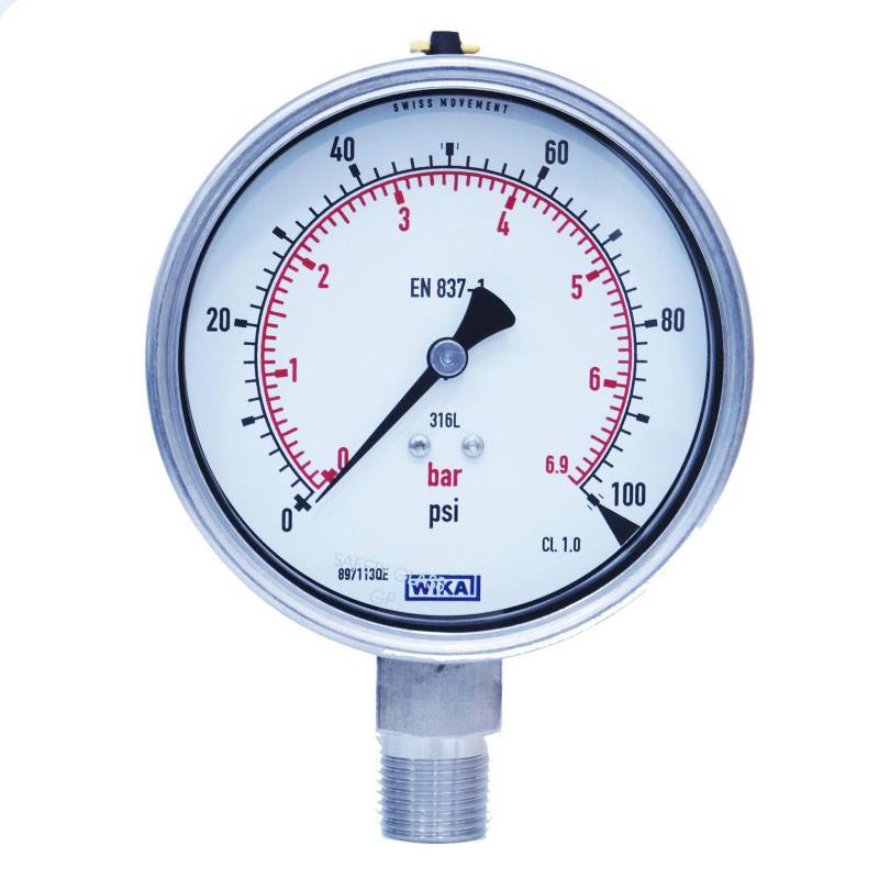 WIKA - Manómetro 1/2 npt inferior de 0 a 100 psi