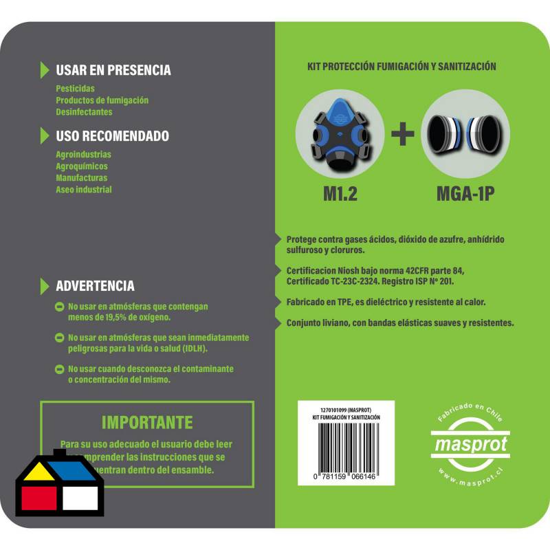 MASPROT - Kit protección fumigación y sanitación.