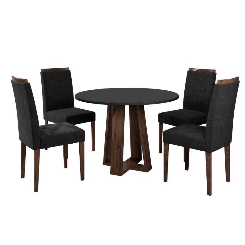 JDO&DESIGN - Juego de comedor negro 4 sillas 100x100x80 cm