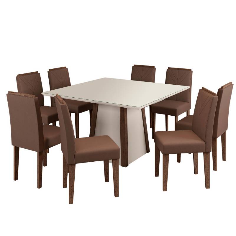 JDO&DESIGN - Juego de comedor café 8 sillas 136x136x80 cm