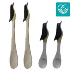 RUPESTRE - Pack 4 cucharas de madera pinguinos